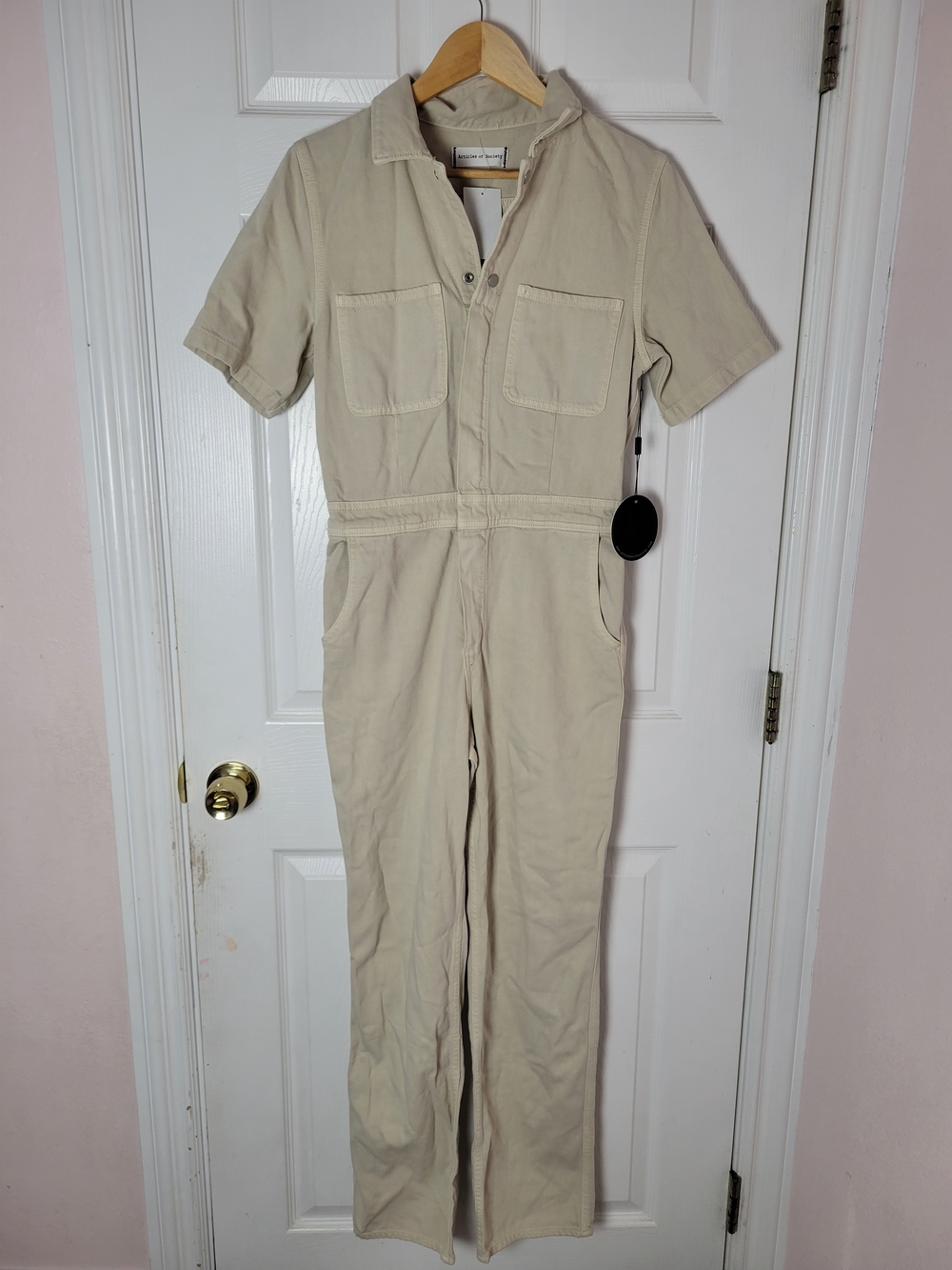 NWT Articles of Society Beige Utility Short Sleeve Jumpsuit Size M - Picture 7 of 13